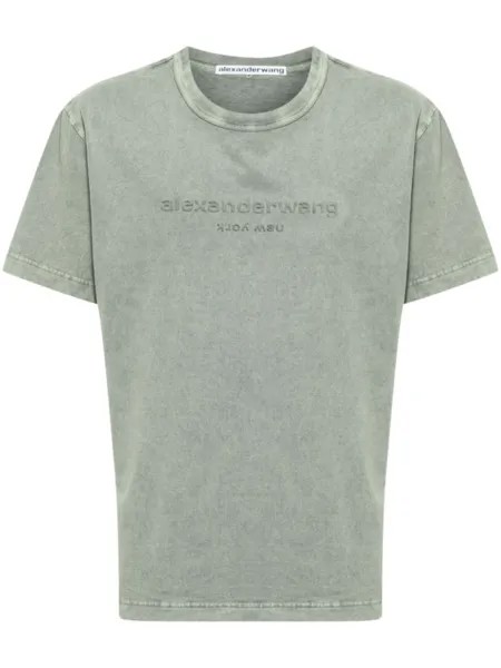 Alexander Wang футболка с тисненым логотипом, зеленый