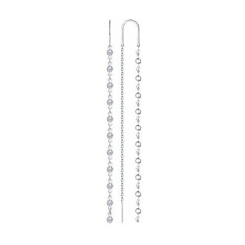Серьги цепочки Diamant online, серебро, 925 проба, фианит, длина 10 см