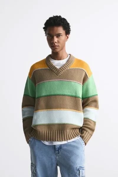 Пуловер мужской ZARA 03390400 коричневый M (доставка из-за рубежа)