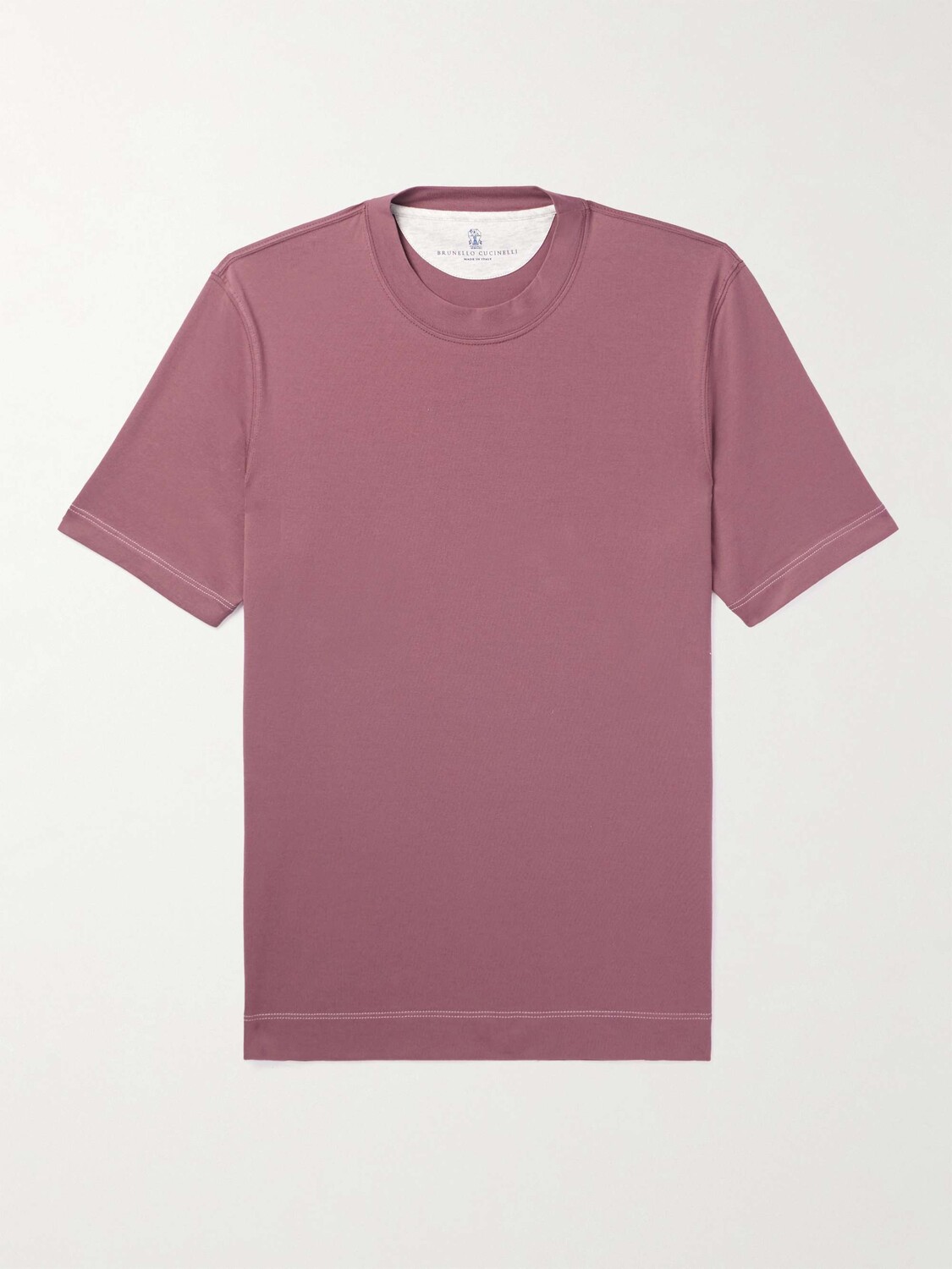 Футболка из хлопкового джерси BRUNELLO CUCINELLI, розовый