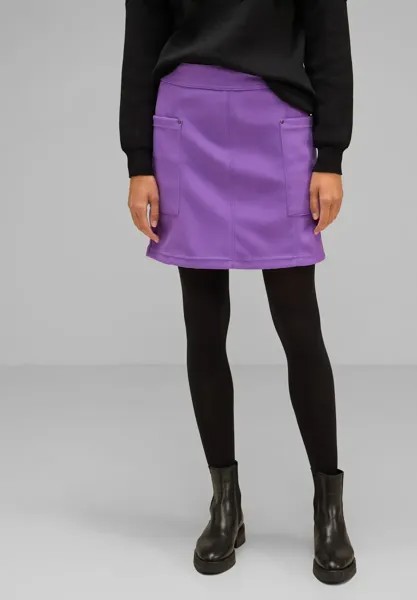 Мини-юбка STREET ONE с молнией и карманами, цвет Lupine Lilac