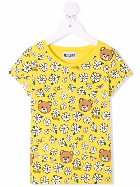 Moschino Kids футболка с цветочным принтом