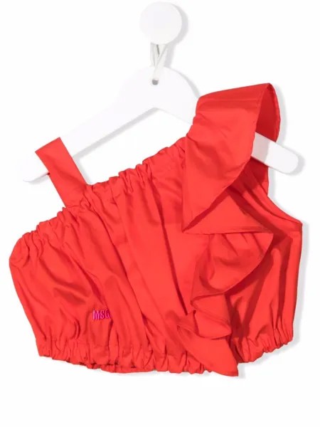MSGM Kids укороченный топ асимметричного кроя с оборками