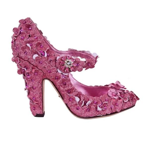 Dolce - Gabbana Блестящие туфли принцессы Золушки Мэри Джейн с заклепками розового цвета 06958
