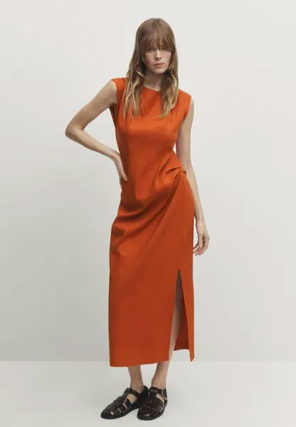 Повседневное платье WITH PLEATED DETAIL Massimo Dutti, цвет orange