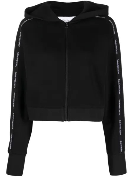 Calvin Klein Jeans худи на молнии с логотипом, черный