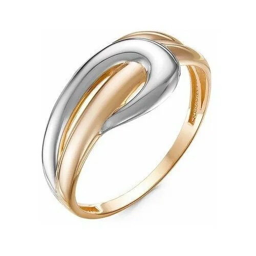 Кольцо Del'ta, комбинированное золото, 585 проба, размер 18.5, серебряный, золотой