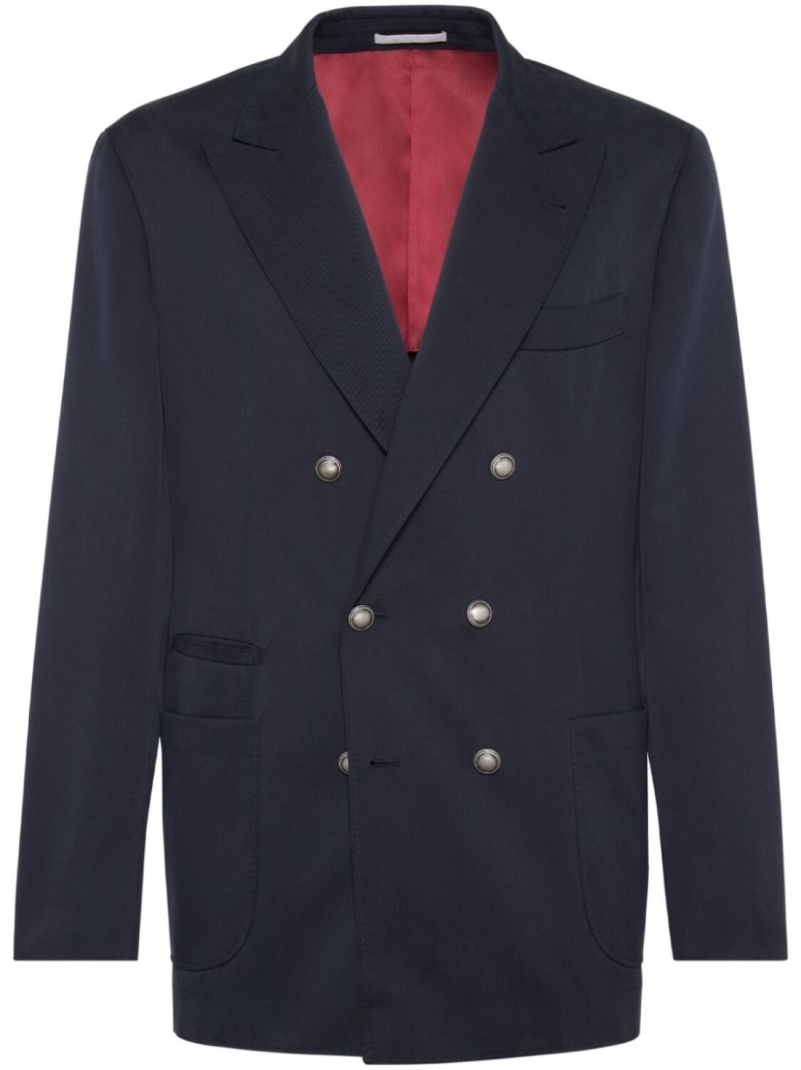 Brunello Cucinelli шелковый двубортный пиджак, синий