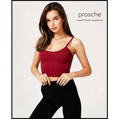 Топ prosche, трикотаж, размер XS, бордовый