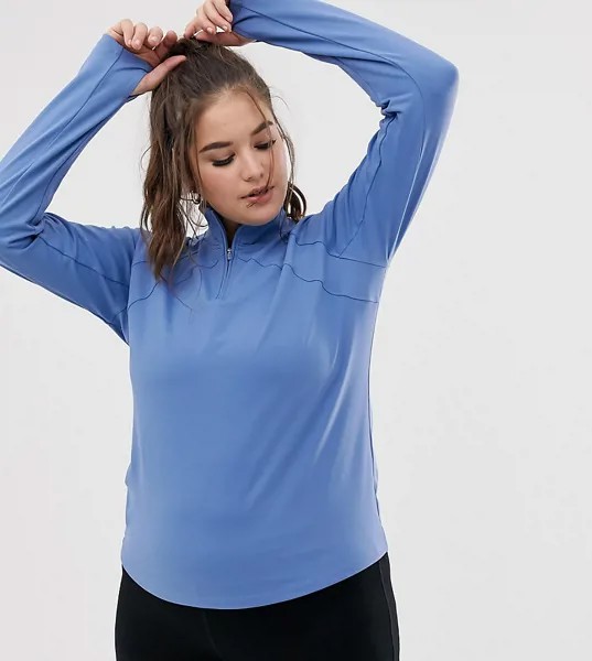 Лонгслив с молнией ASOS 4505 Curve-Синий