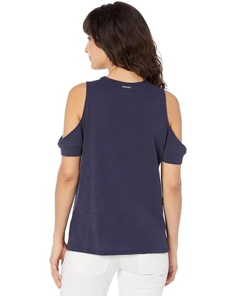 Топ Michael Kors Pettie Grommet Mix Tunic Short Sleeve Top, цвет Midnight Blue