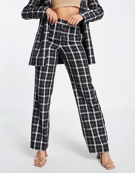 Прямые брюки в клетку в стиле 70-х ASOS DESIGN-Разноцветный