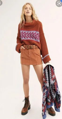 Толстый пуловер Free People с воротником-хомутом и принтом стрелы, свитер XS