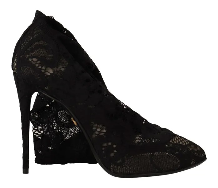 DOLCE - GABBANA Обувь Черные эластичные носки Таормина Кружевные сапоги EU39 / US8,5 $1200