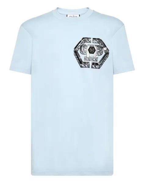 Футболка с круглым вырезом и черепом Philipp Plein, цвет Light Blue