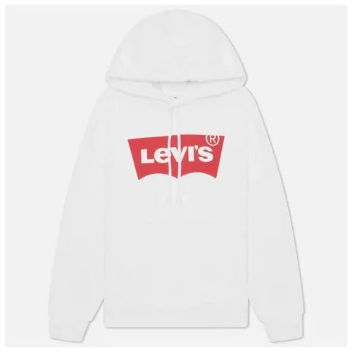 Худи Levi's, средней длины, капюшон, размер S, белый