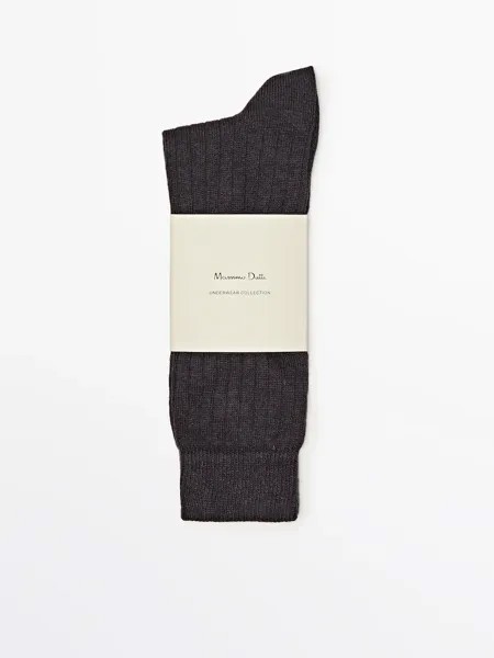 Длинные носки в рубчик Massimo Dutti, черный