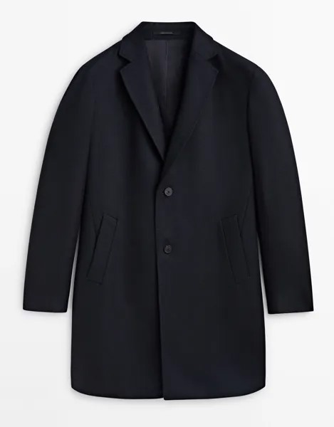 Пальто Massimo Dutti 100% Wool Twill, темно-синий