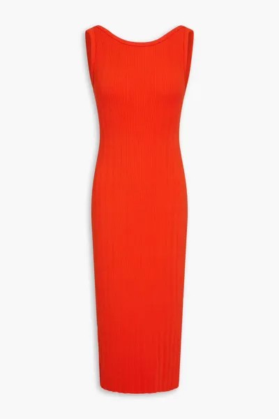 Платье миди из джерси в рубчик Enza Costa, цвет Tomato red
