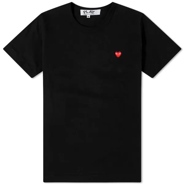 Женская футболка Comme des Garçons Play с маленьким красным сердечком и логотипом, черный