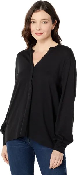 Рубашка Lilla P Long Sleeve Split-Neck, черный