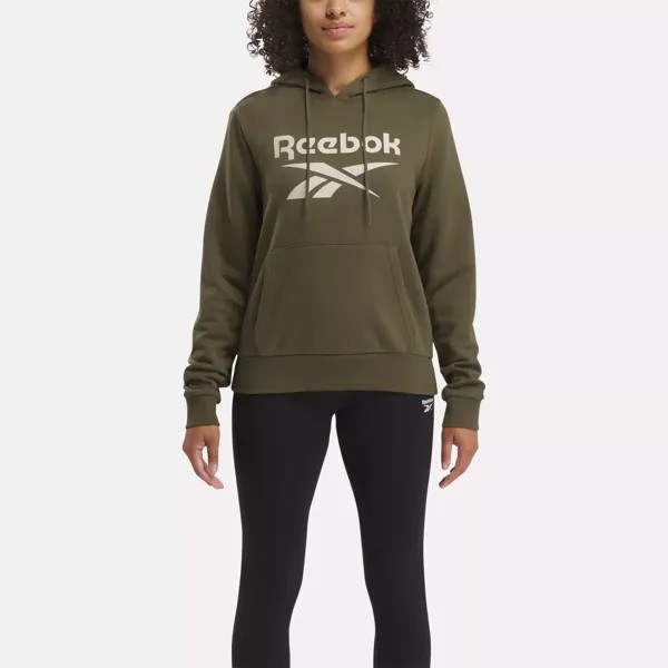 Флисовая худи Identity с большим логотипом Reebok, армейский зеленый