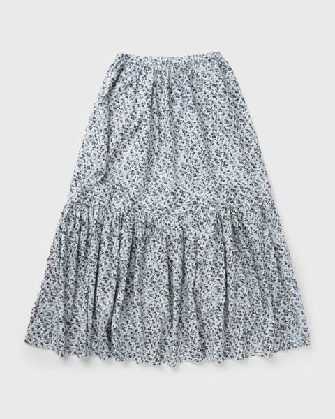 Юбка Ganni Printed Cotton Maxi Flounce Skirt, цвет glacier lake