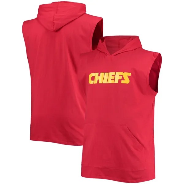 Мужской красный пуловер без рукавов с капюшоном Kansas City Chiefs Big & Tall Muscle