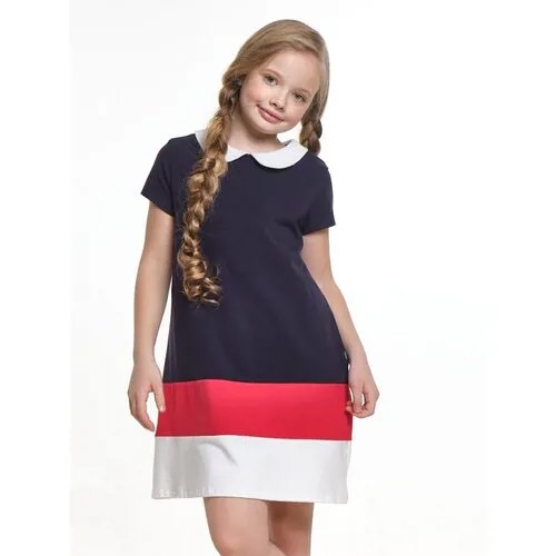 Платье Mini Maxi, хлопок, трикотаж, однотонное, размер 152, мультиколор
