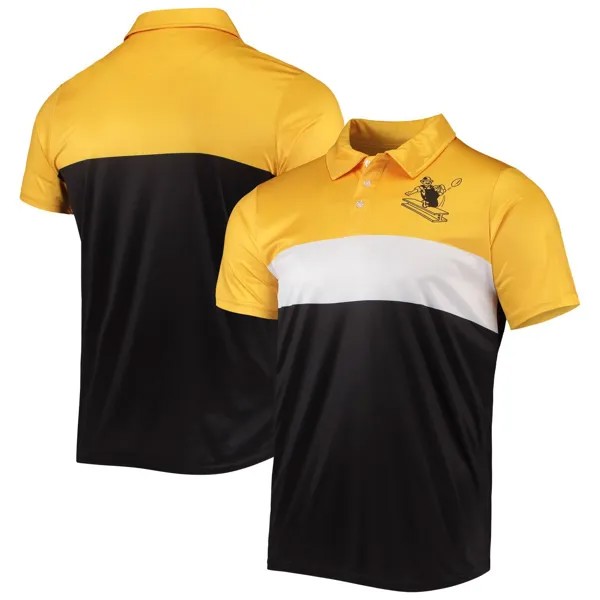 Мужская рубашка-поло с цветными блоками в стиле ретро FOCO золотого/черного цвета Pittsburgh Steelers