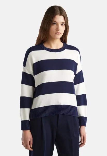 Вязаный свитер STRIPED United Colors of Benetton, цвет blue