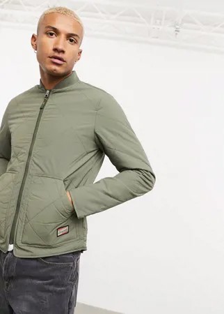 Стеганый бомбер цвета хаки Jack & Jones Originals-Зеленый