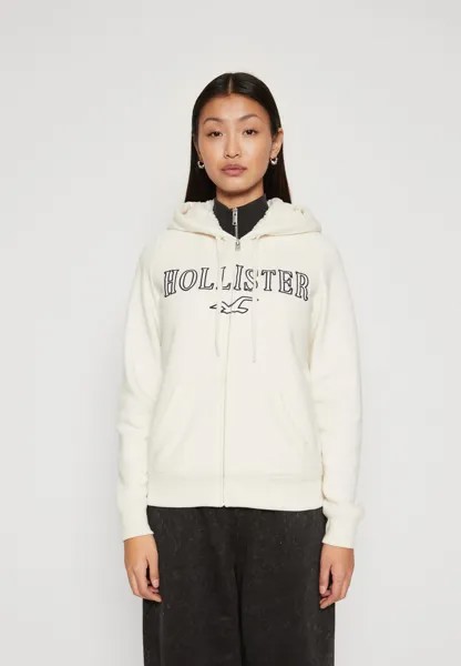 Куртка Entrepreneur Hollister Co. Толстовка с капюшоном на молнии из искусственной овчины и логотипом, цвет CLOUD DANCER