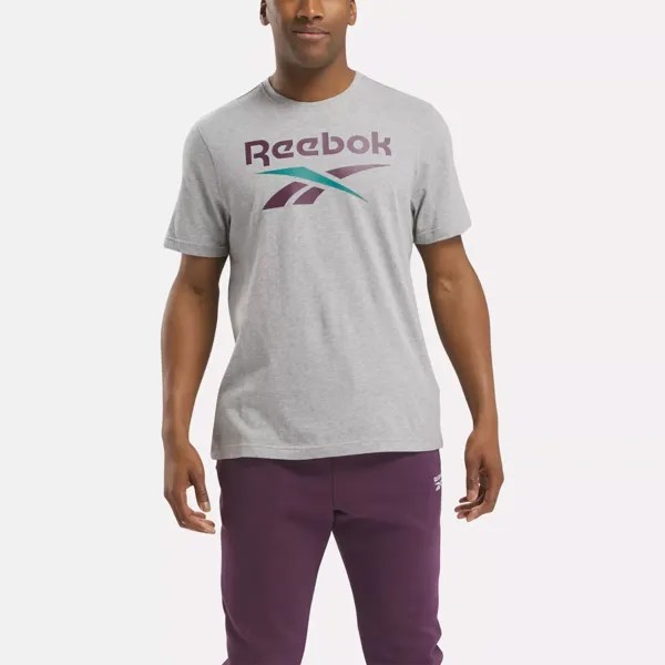 Футболка с большим сложенным логотипом Identity Reebok, серый/сливовый