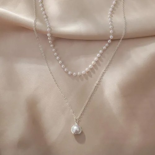 Колье, искусственный камень, длина 31.5 см, белый