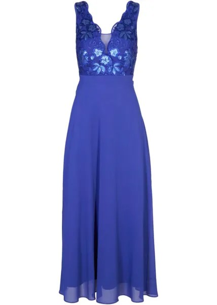 Шифоновое платье с вышивкой пайетками Bpc Selection, синий