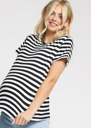 Свободная футболка в черно-белую полоску ASOS DESIGN Maternity-Многоцветный