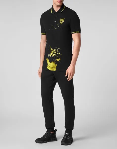 Рубашка-поло SS Tiger Plein Sport, цвет Black/Yellow Fluo