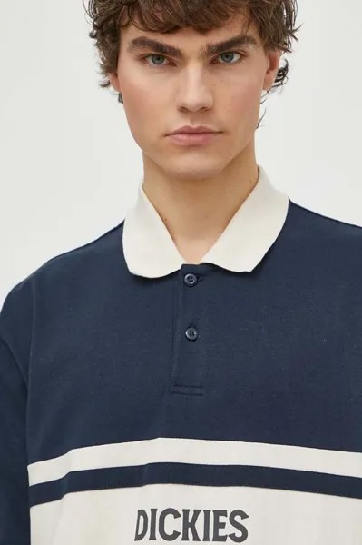 Хлопковый лонгслив Yorktown Rugby LS Dickies, темно-синий