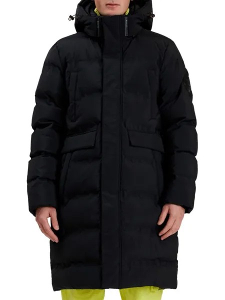 Удлиненная стеганая куртка-пуховик с капюшоном Point Zero By Maurice Benisti, черный