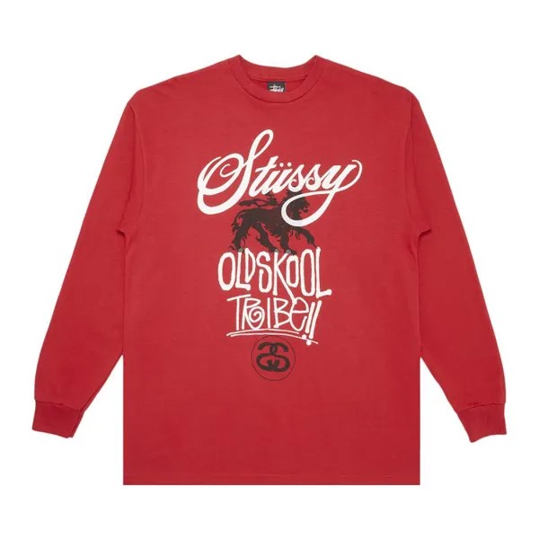 Лонгслив Stussy Old Skool Tribe 'Red', красный