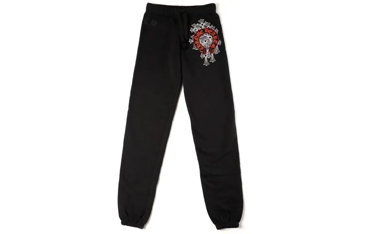 Трикотажные спортивные штаны унисекс черные Chrome Hearts, черный