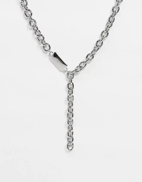 Серебристое ожерелье-цепочка Topshop-Серебристый