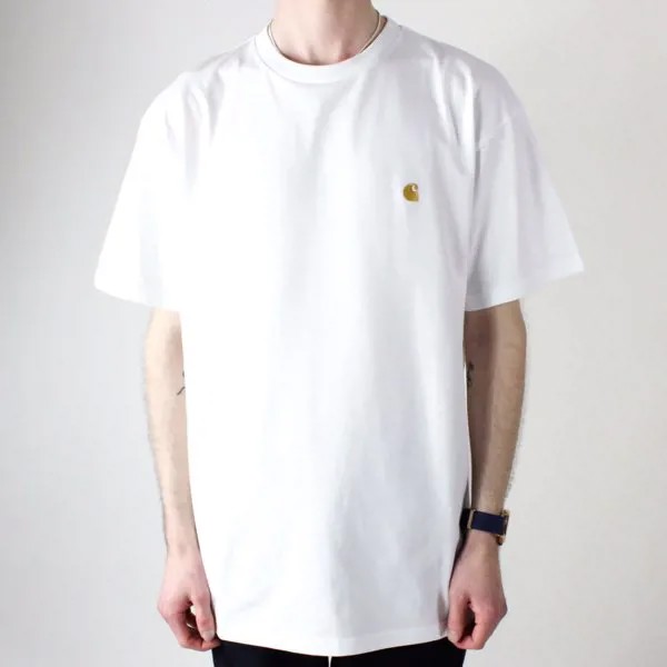 Футболка CARHARTT WIP S/S Chase T-Shirt White / Gold 2022