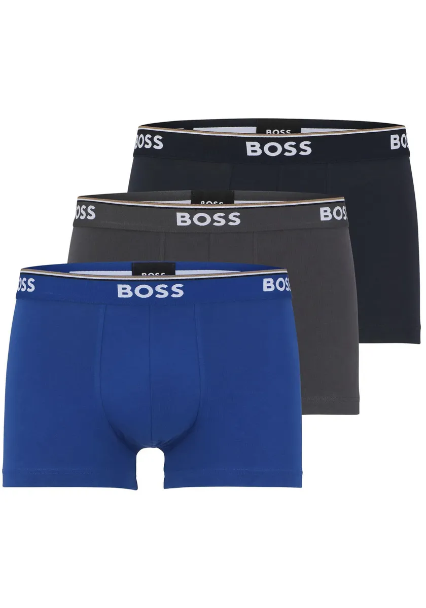 Боксеры BOSS (3 шт. в упаковке, 3 шт. в упаковке), с надписью BOSS на поясе, синий