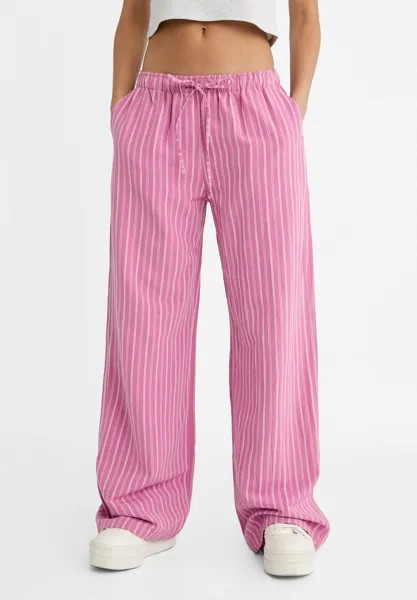 Брюки Striped Stradivarius, фуксия