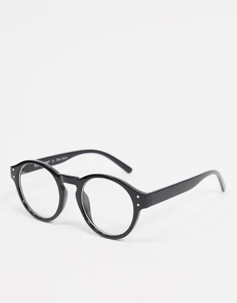 Солнцезащитные очки в черной круглой оправе с прозрачными стеклами AJ Morgan-Черный цвет