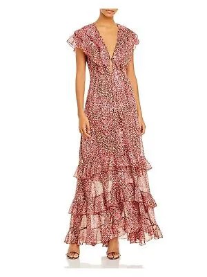 SABINA MUSAYEV Женское розовое вечернее платье макси с рукавами-крылышками и V-образным вырезом L