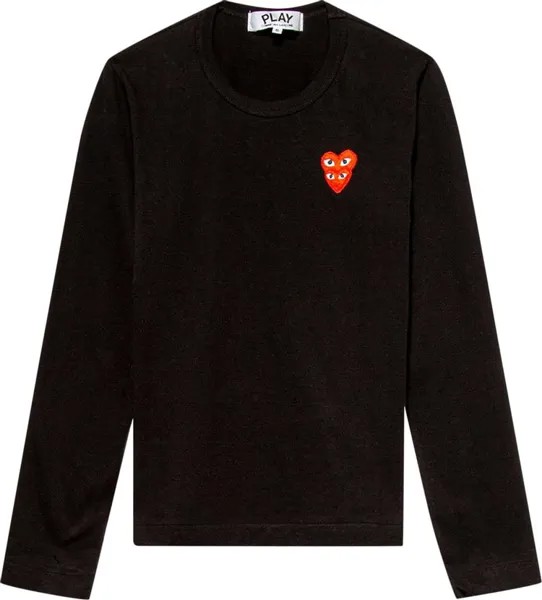 Футболка Comme des Garçons PLAY Double Heart Long-Sleeve T-Shirt 'Black', черный