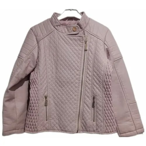 Кожаная куртка, размер 116, розовый